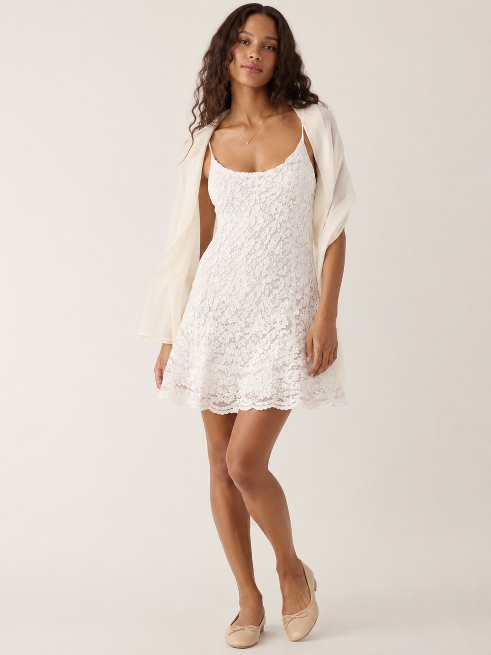 ANF White Lace Slip Dress